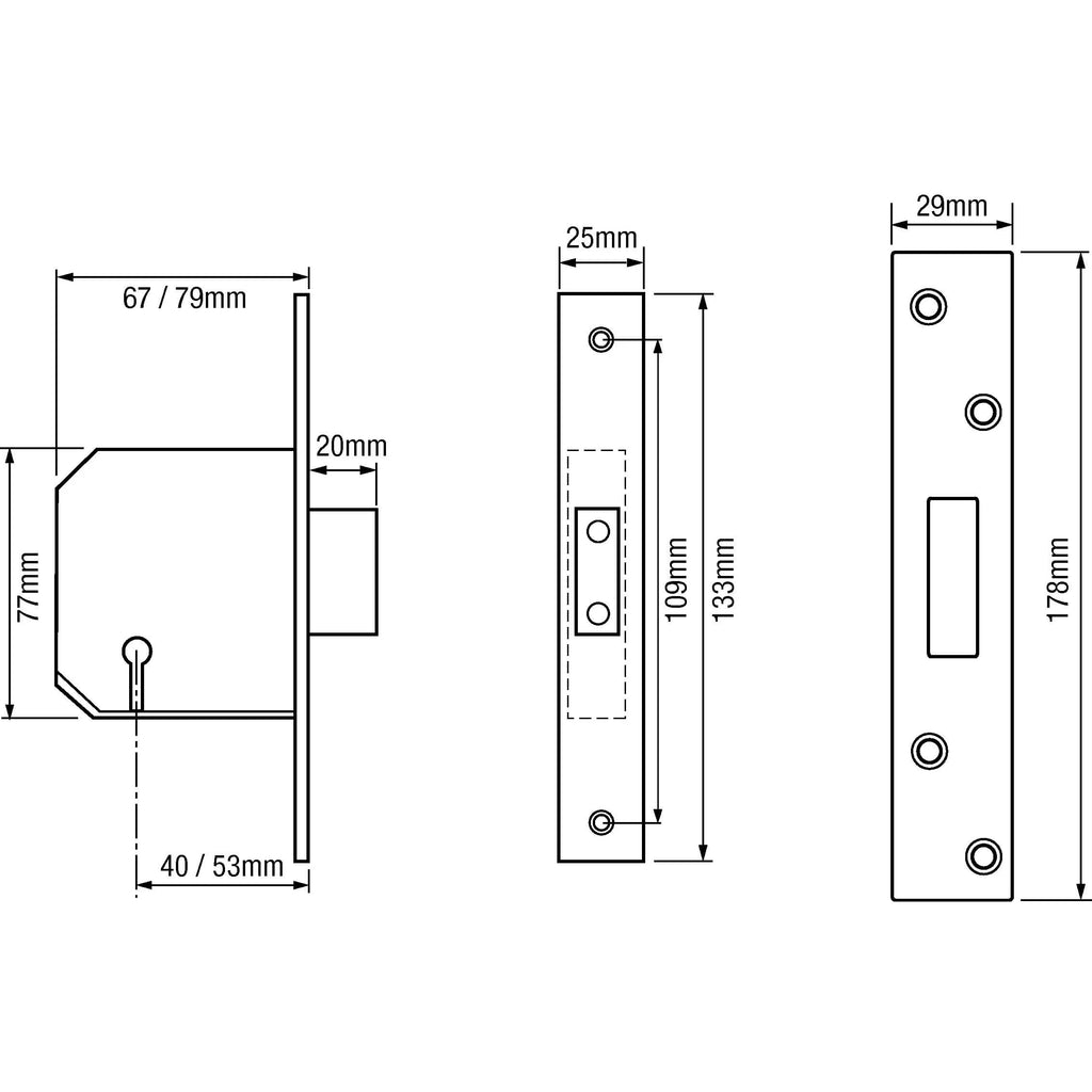 (Ex Chubb) Union 3G114E British Standard 5 Lever Mortice Deadlock