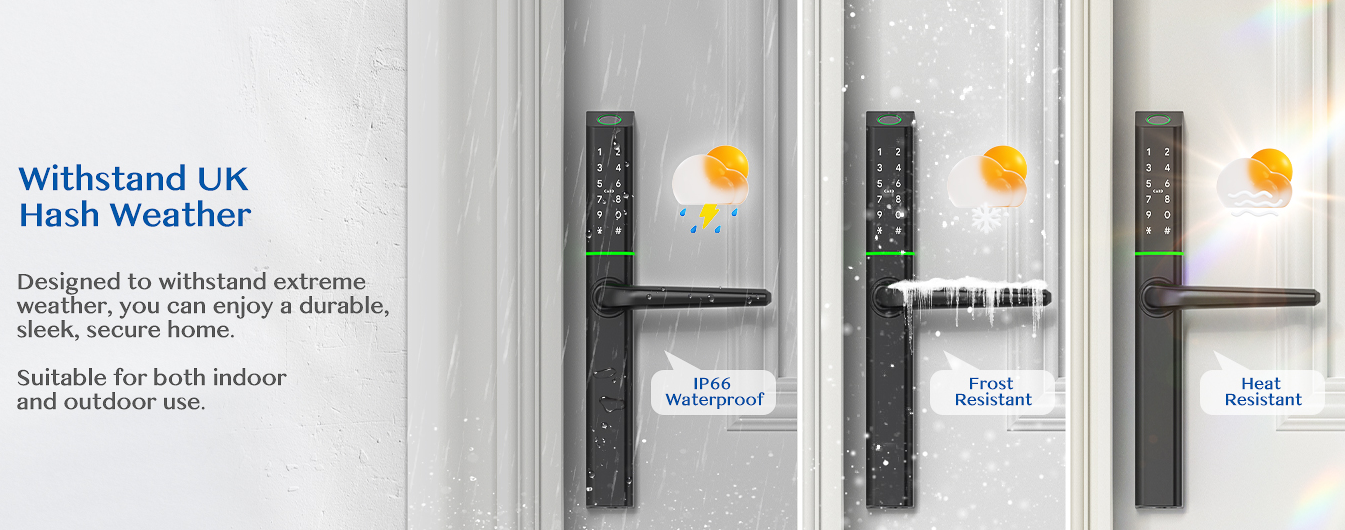 EA 225 Slim Double-Side Weatherproof Smart Lock for UPVC, Composite, Wooden & Aluminium Doors