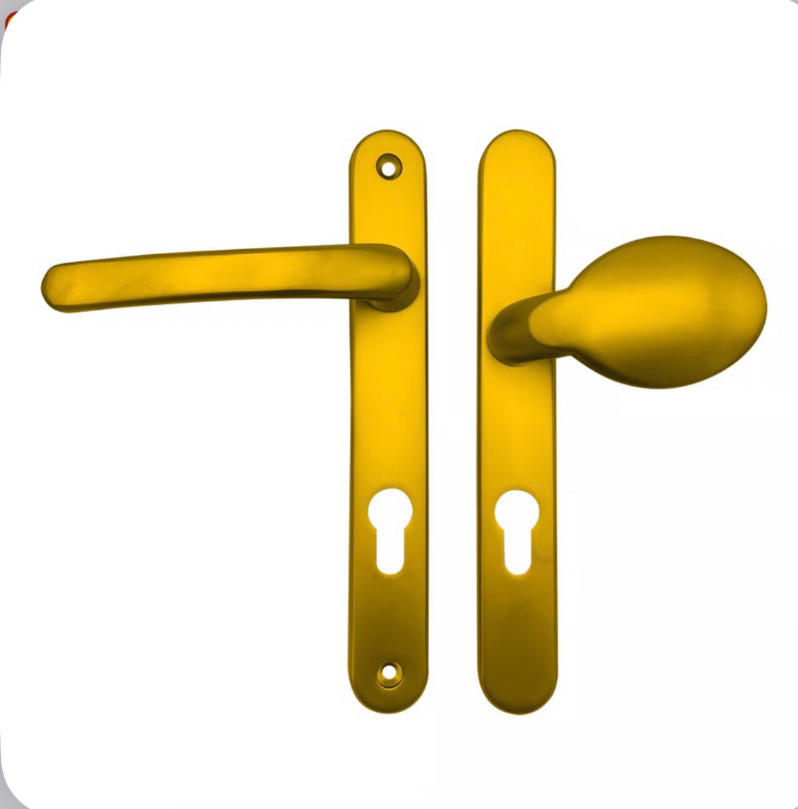 Lever Moveable Pad Offset UPVC Multipoint Door Handles - 92/70mm PZ - Sprung - 203mm Screw Centres