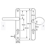 Lever Moveable Pad Offset UPVC Multipoint Door Handles - 92/70mm PZ - Sprung - 203mm Screw Centres