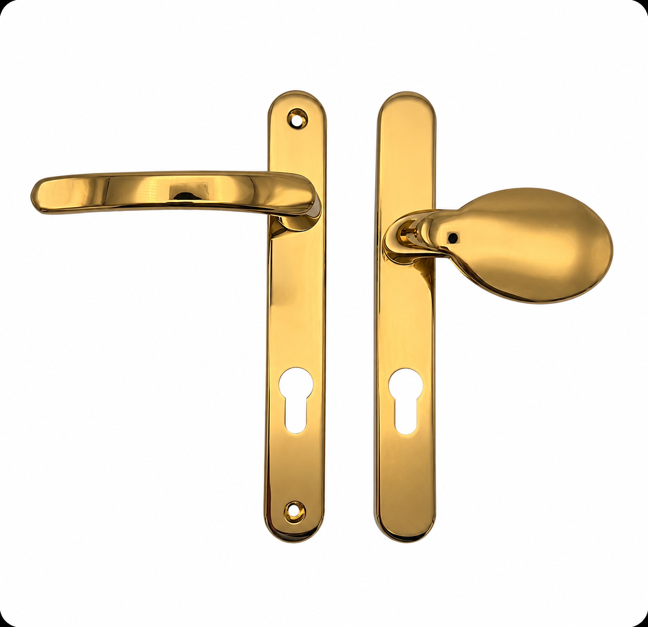 Lever Moveable Pad Offset UPVC Multipoint Door Handles - 92/70mm PZ - Sprung - 203mm Screw Centres