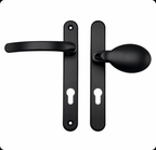 Lever Moveable Pad Offset UPVC Multipoint Door Handles - 92/70mm PZ - Sprung - 203mm Screw Centres