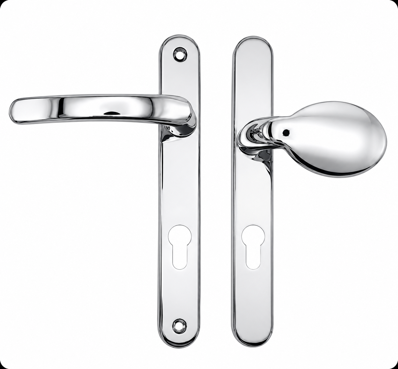 Lever Moveable Pad Offset UPVC Multipoint Door Handles - 92/70mm PZ - Sprung - 203mm Screw Centres