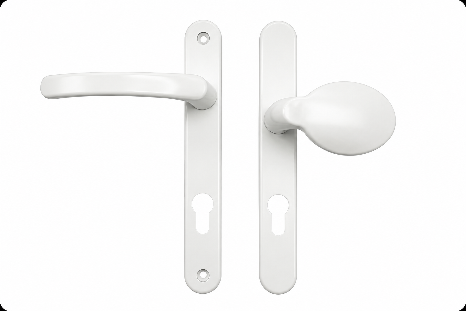 Lever Moveable Pad Offset UPVC Multipoint Door Handles - 92/70mm PZ - Sprung - 203mm Screw Centres