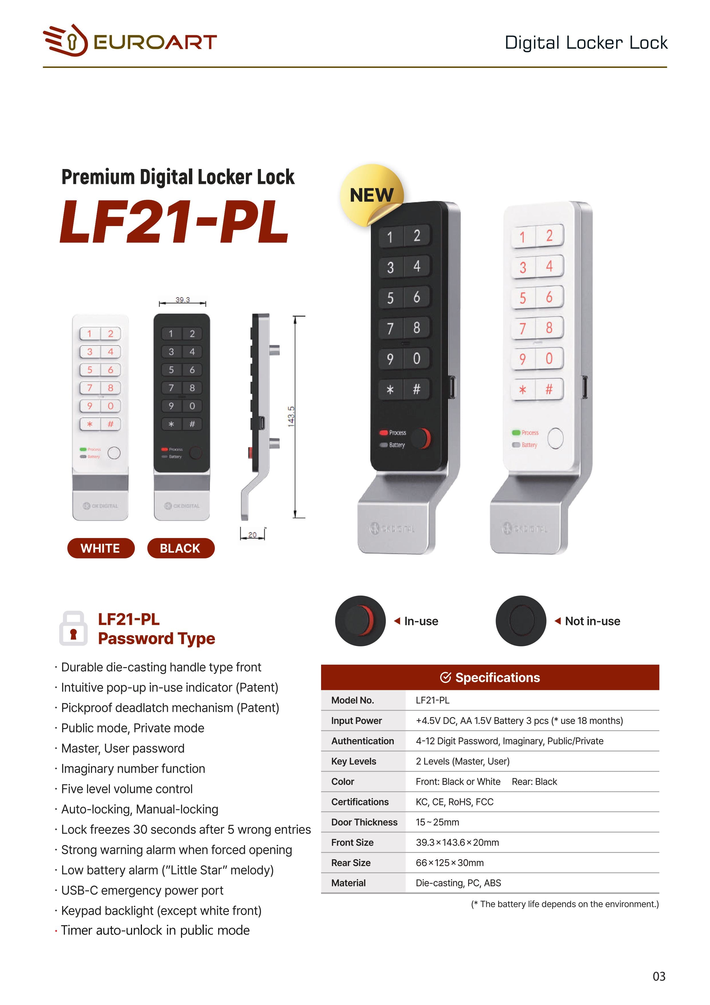 EALF21-PL Smart Digital Lock for Cabinet & Lockers