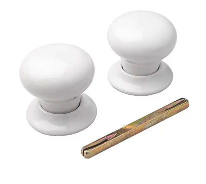 Porcelain Mortice Knobs 60mm Pair White