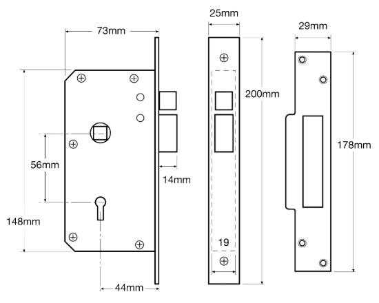 (Ex Chubb) Union 3K70 Non British Standard 5 Lever Mortice Sashlock