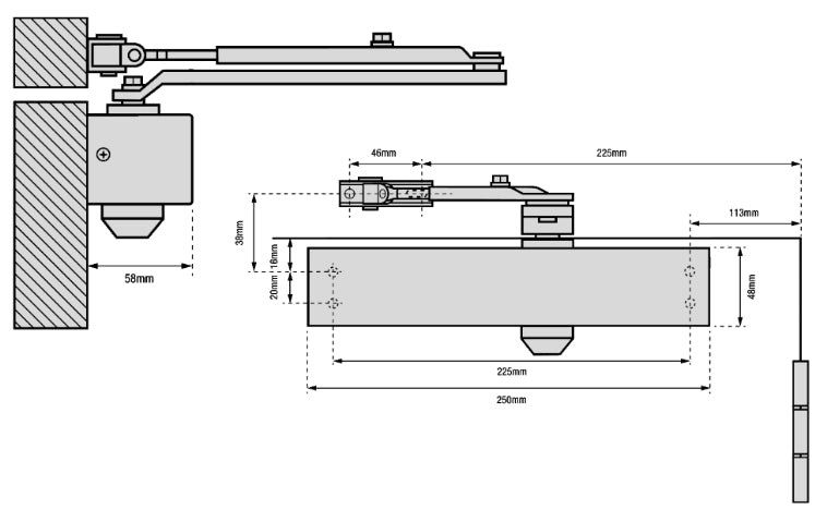 UNION RETRO V Size 3-4 Overhead Door Closer