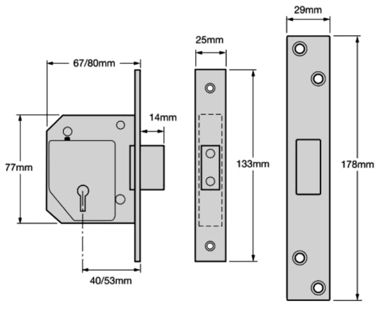 UNION C-Series 3G114 5 Lever Deadlock