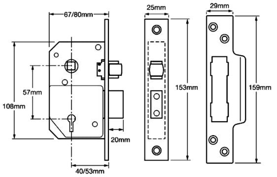 UNION C-Series 3K74E BS 5 Lever Sashlock
