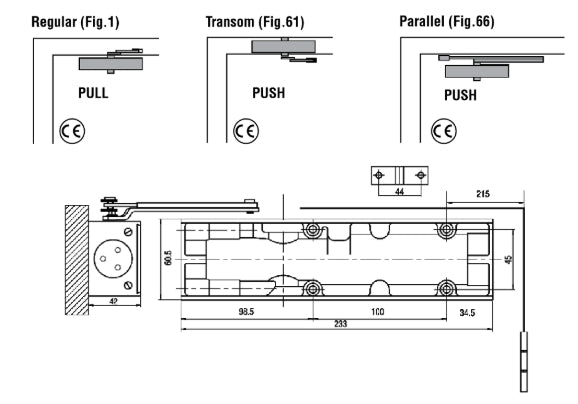 UNION CE24V Size 2-4 Door Closer