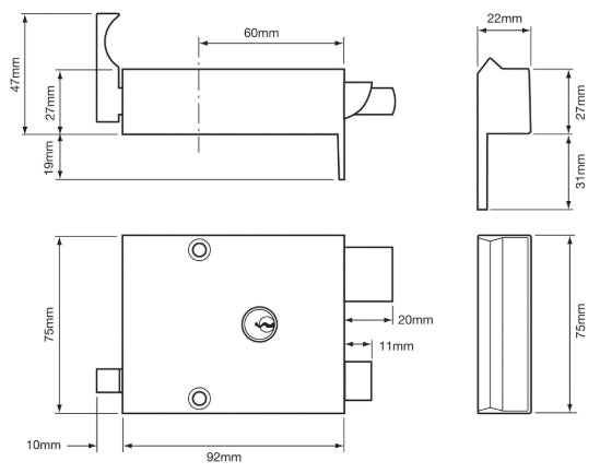 UNION 1332 & 1334 Drawback Rimlock