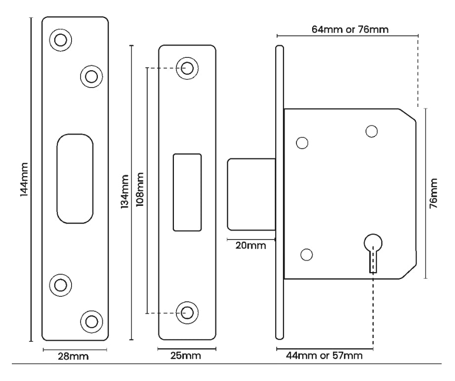 ASEC BS 5 Lever British Standard Deadlock