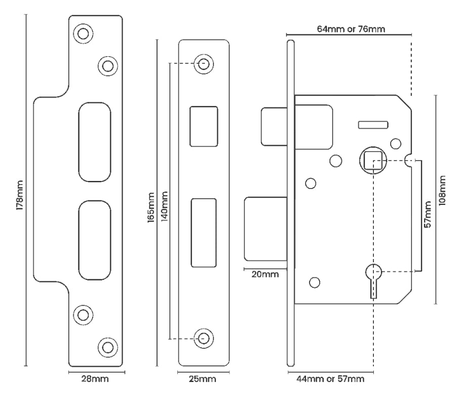 ASEC BS 5 Lever British Standard Sashlock