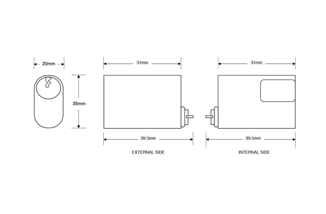 6-Pin Scandinavian Oval External / Internal Cylinder