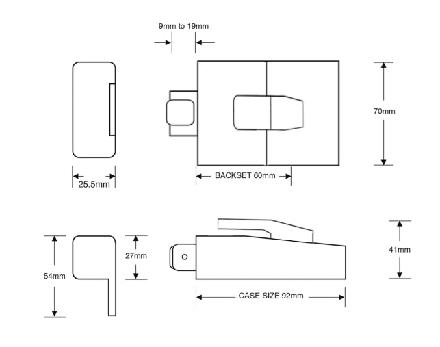 ASEC AS12 Rollerbolt Nightlatch
