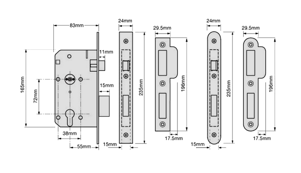 Union L2C26 Euro Escape Mortice Sashlock