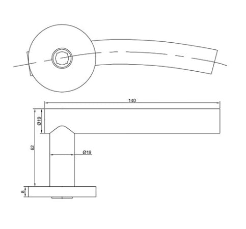 TSS Fire Rated Stainless Steel (SSS) 19mm Arched Lever On Rose Furniture