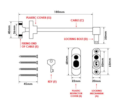 TSS British Standard Cable Window Restrictors
