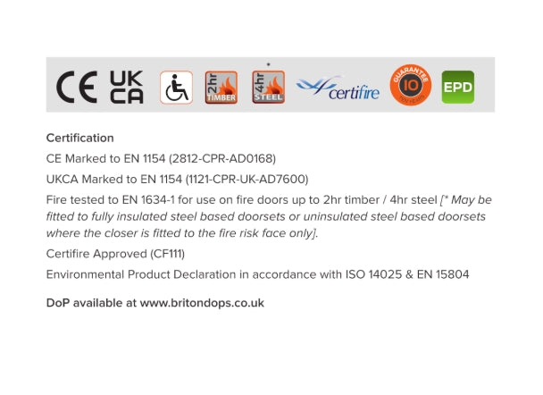 BRITON 2003V Size 2-4 Overhead Door Closer