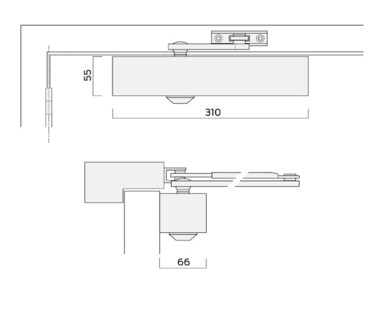 BRITON 2130 B.C Size 2-6 Overhead Door Closer With Backcheck