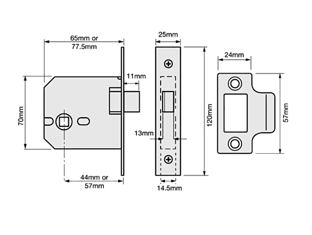 UNION 2677 Mortice Latch