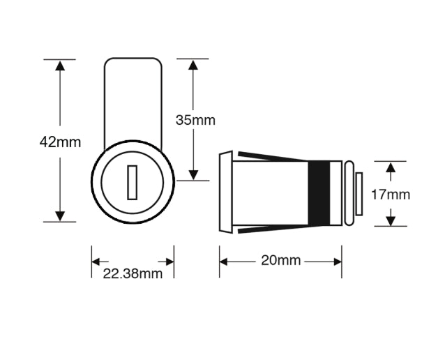 ASEC Round KD Snap Fit Camlock 180 Degree