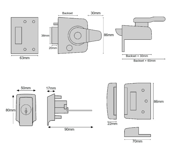 ASEC Kite BS Auto Deadlocking Nightlatch