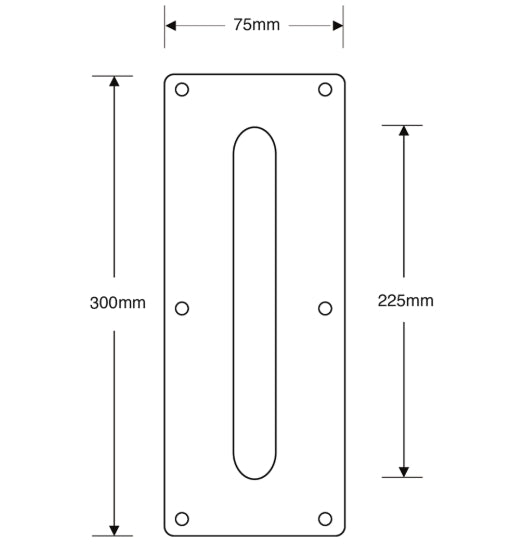 ASEC Plate Mounted 75mm Stainless Steel Pull Handle