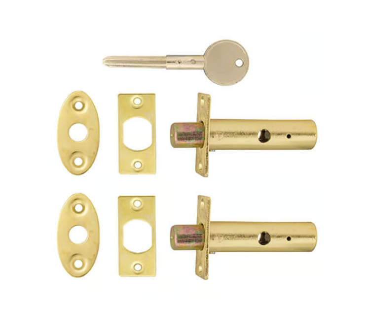 Mortice (Rack) Spline (Star) Key Door Bolts - 2 Bolts 1 Key - 32mm Backset