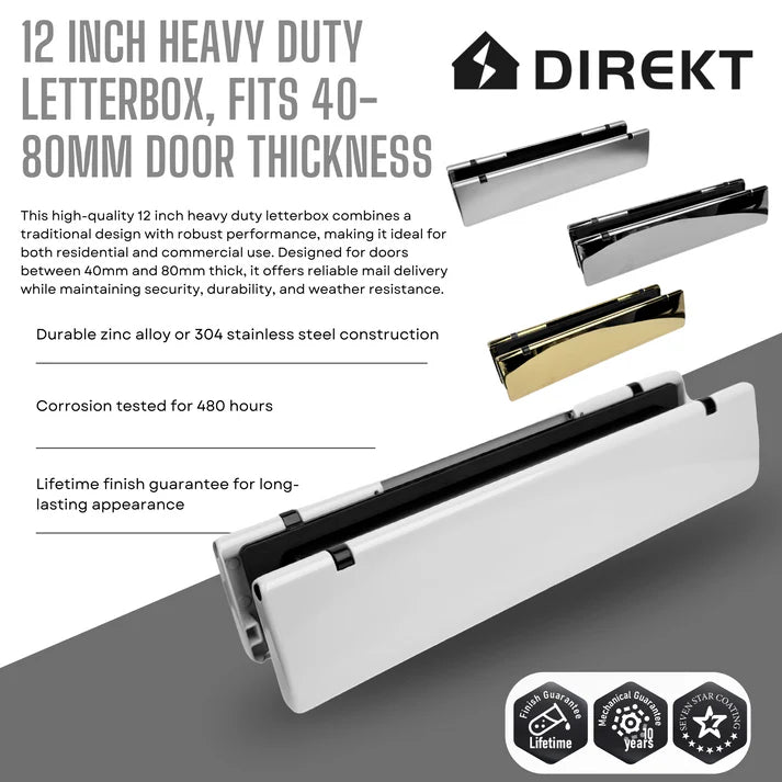 Direkt 12" Smart Ready uPVC Door Letterbox 40 - 80mm